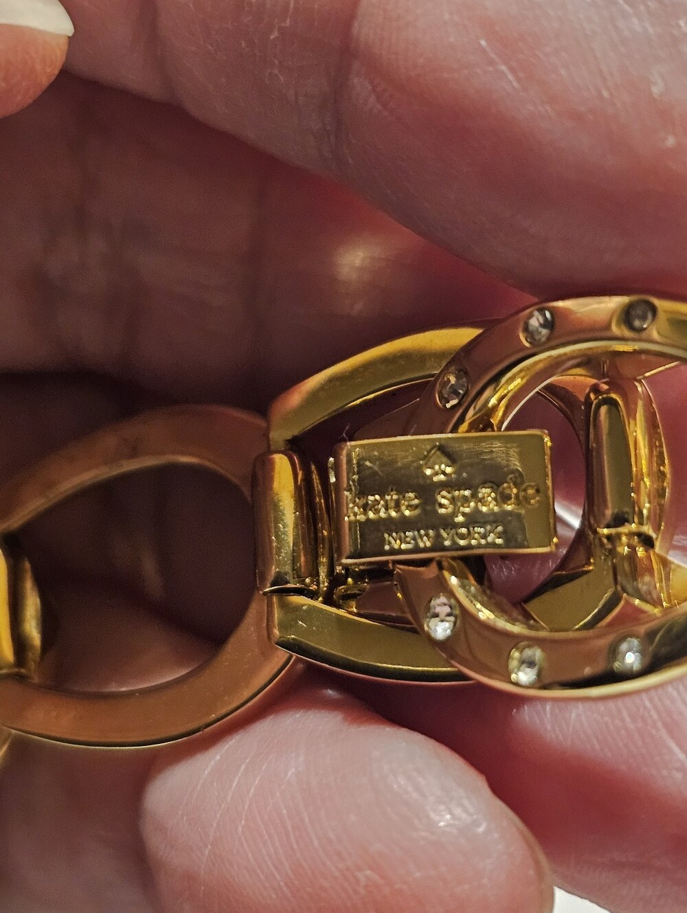 Kate Spade Wild Ones Horseshoe Link Bracelet Gold Plated Crystal Rhinestone